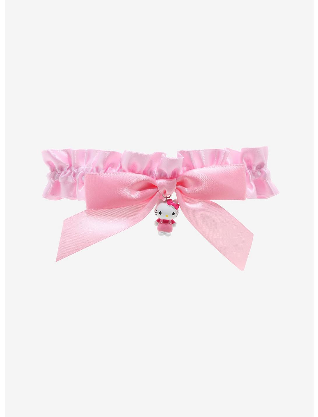 Hello Kitty Pink Ruched Lace Choker, , hi-res