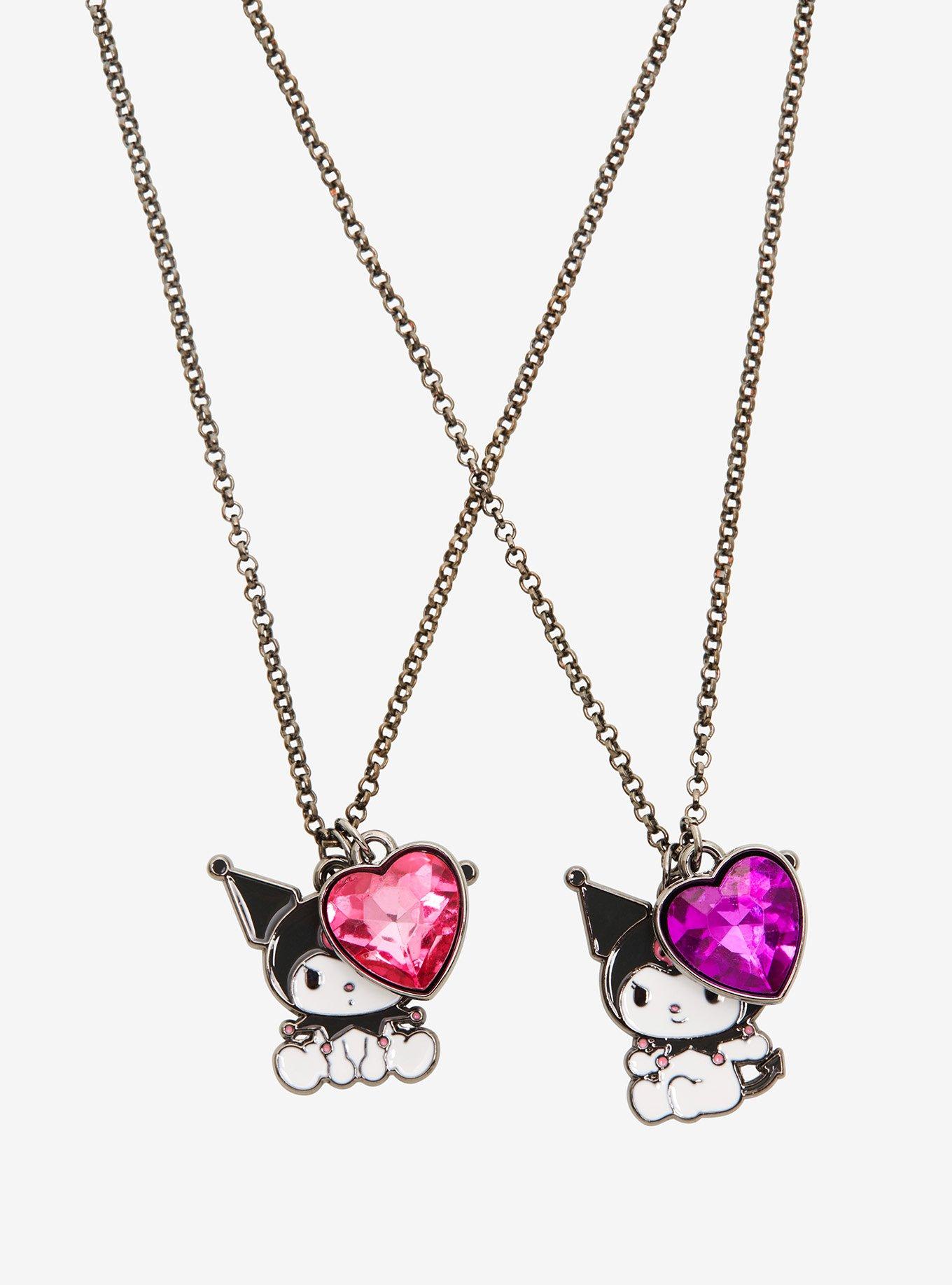 Kuromi Heart Best Friend Necklace Set, , hi-res