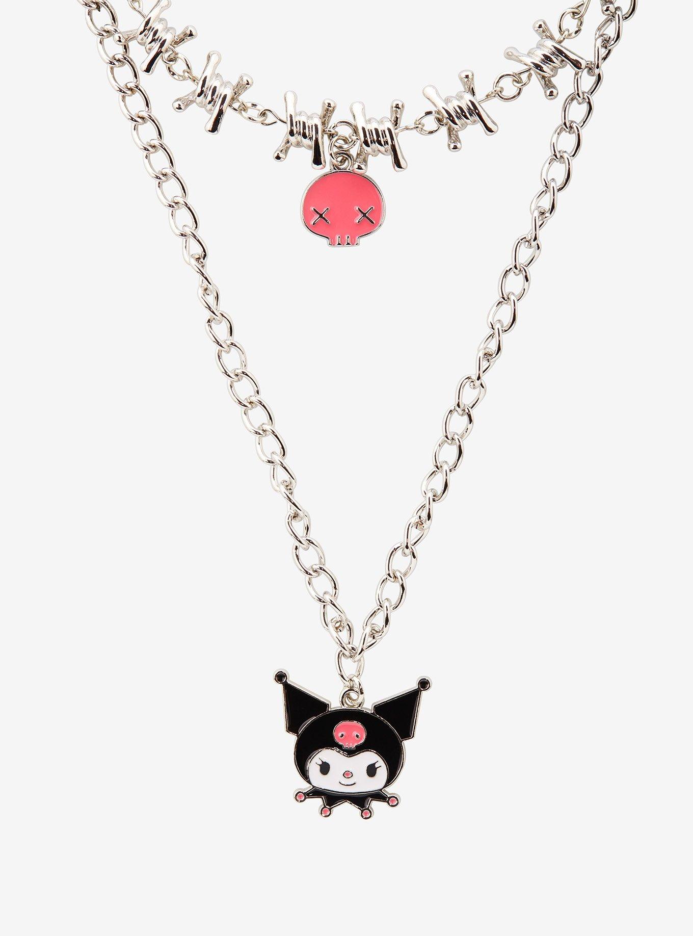 Kuromi Skull Barbed Wire Necklace Set Hot Topic
