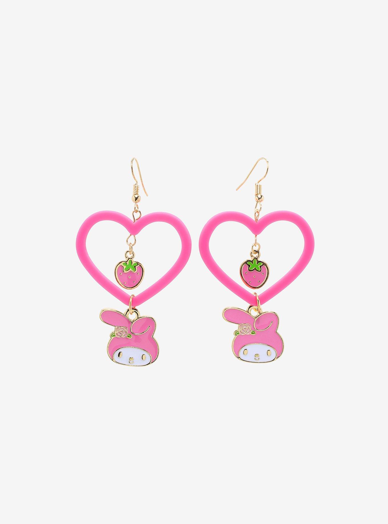 My Melody Strawberry Heart Drop Earrings