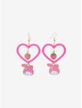 My Melody Strawberry Heart Drop Earrings, , hi-res