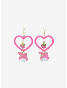 My Melody Strawberry Heart Drop Earrings, , hi-res