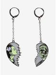 Universal Monsters Bride Of Frankenstein Broken Heart Mismatch Mini Hoop Earrings, , hi-res