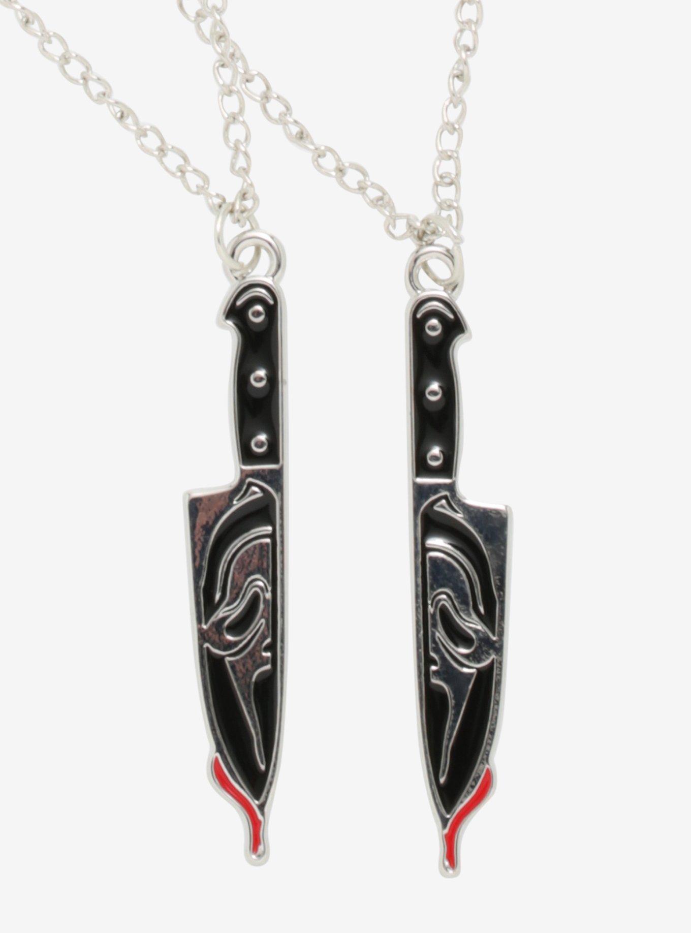 Scream Ghost Face Knife Best Friend Necklace Set, , hi-res