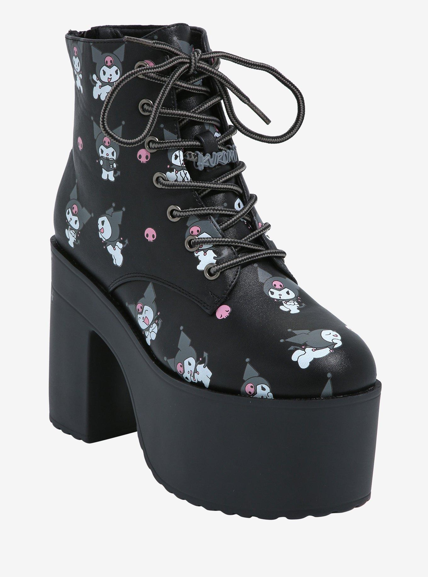 Kuromi Lace-Up Platform Boots, MULTI, hi-res