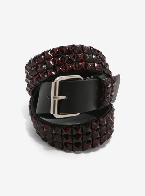 Zac's Alter Ego Two Row Pyramid Studded Red Leather Belt at