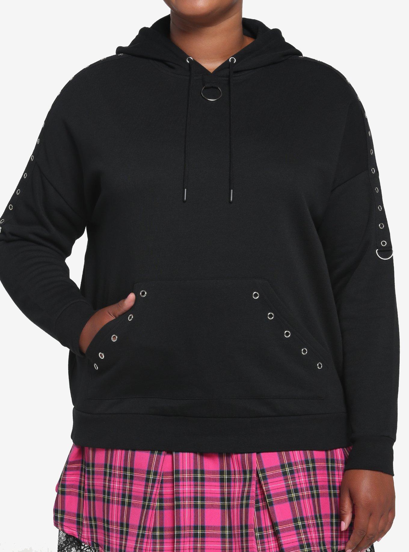 Black Grommet Oversized Girls Hoodie Plus Size Hot Topic