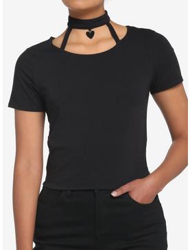 Black Heart Choker Girls Crop T-Shirt, , hi-res