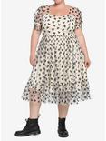 Mushroom Glitter Mesh Dress Plus Size, IVORY, hi-res