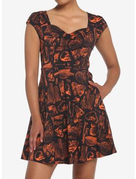 Black & Orange Anatomy Dress, , hi-res