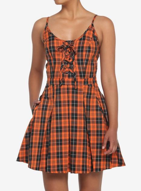 Orange plaid dress hotsell