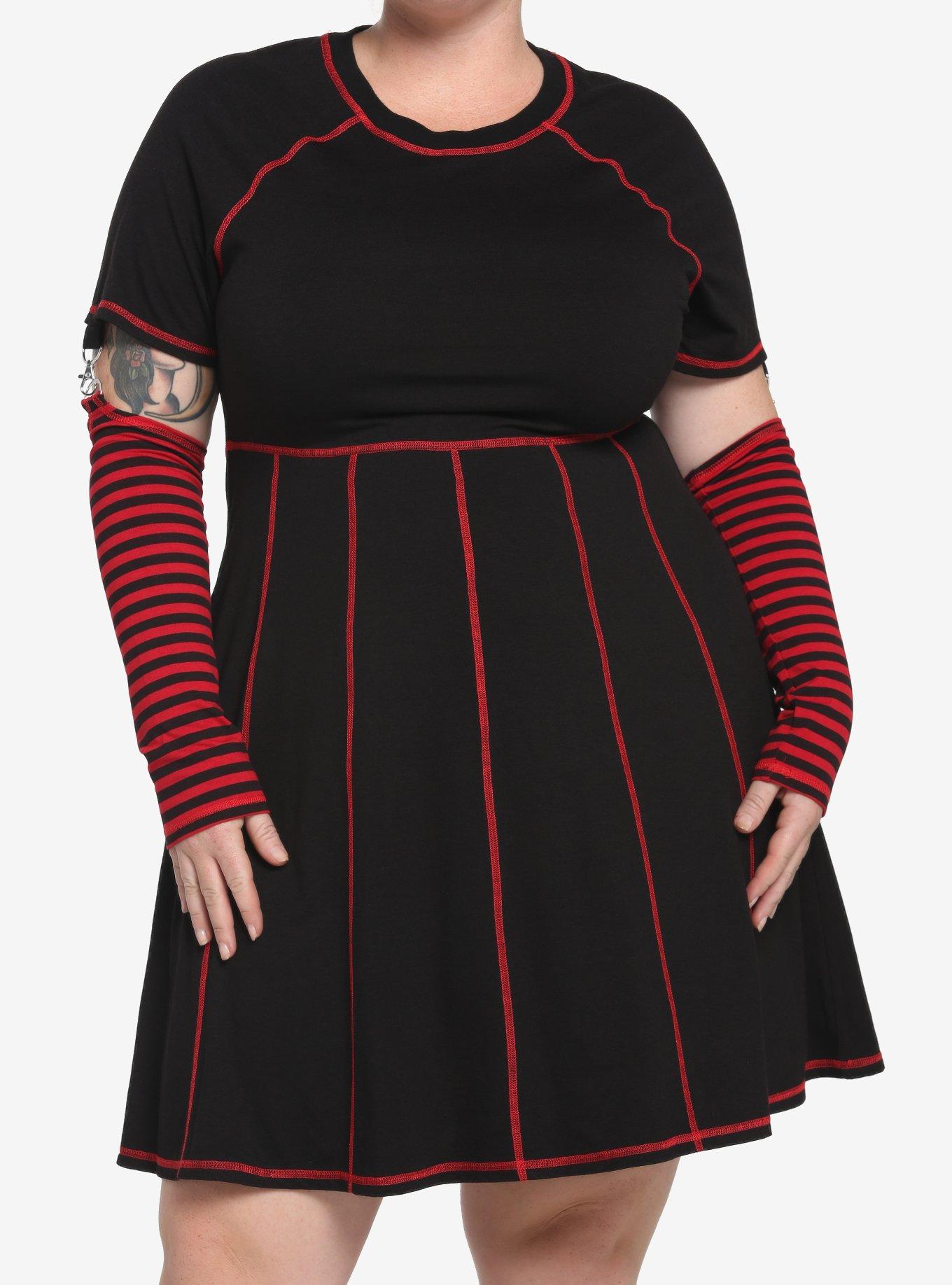 Black and outlet red contrast dress