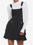 Black Grommet Suspender Skirtall, BLACK, hi-res