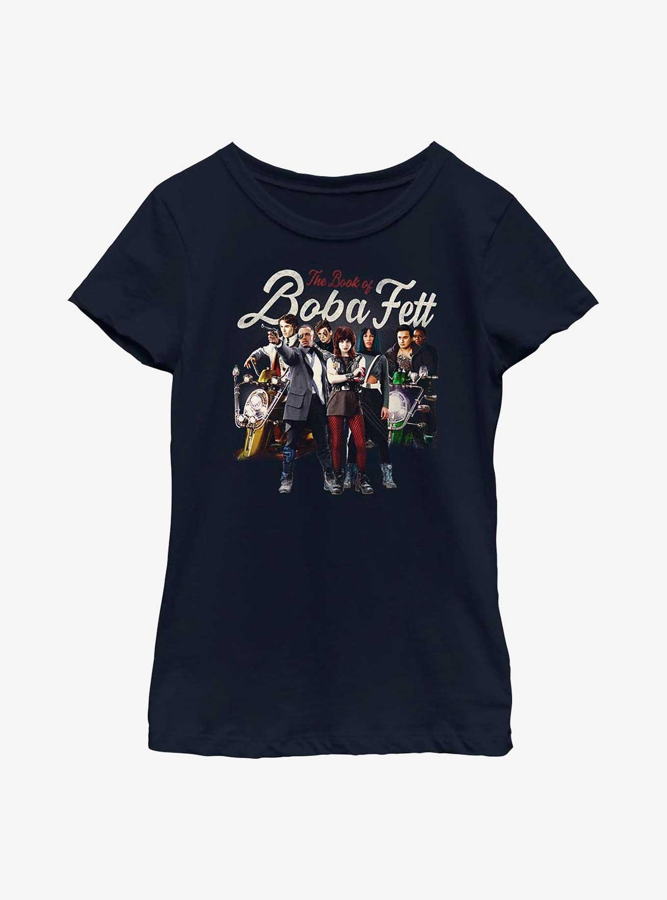 Star Wars Book Of Boba Fett Support Plan Youth Girls T-Shirt, NAVY, hi-res