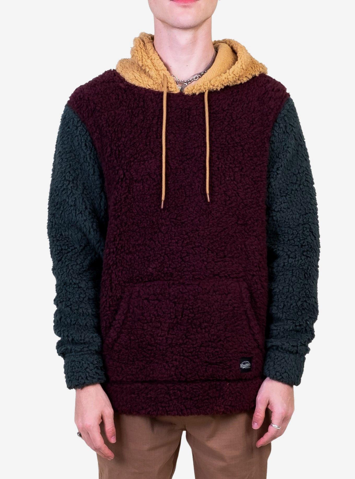 Burgundy color block clearance hoodie