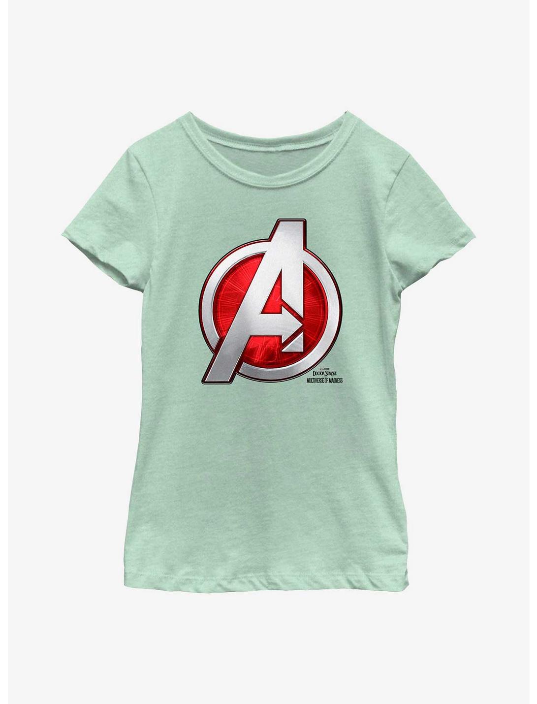 Marvel Doctor Strange Multiverse Of Madness Avengers Logo Youth Girls T-Shirt, MINT, hi-res