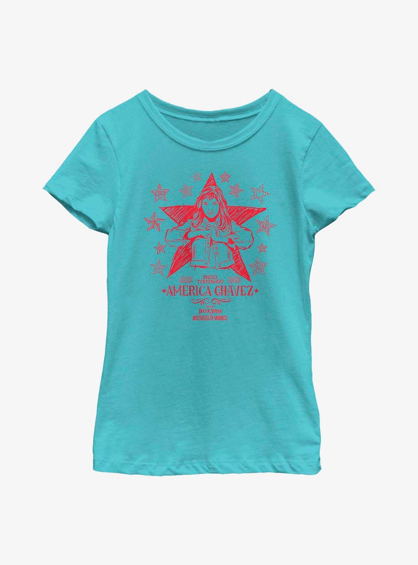 Marvel Doctor Strange Multiverse Of Madness Doodle America Chavez Youth Girls T-Shirt, , hi-res