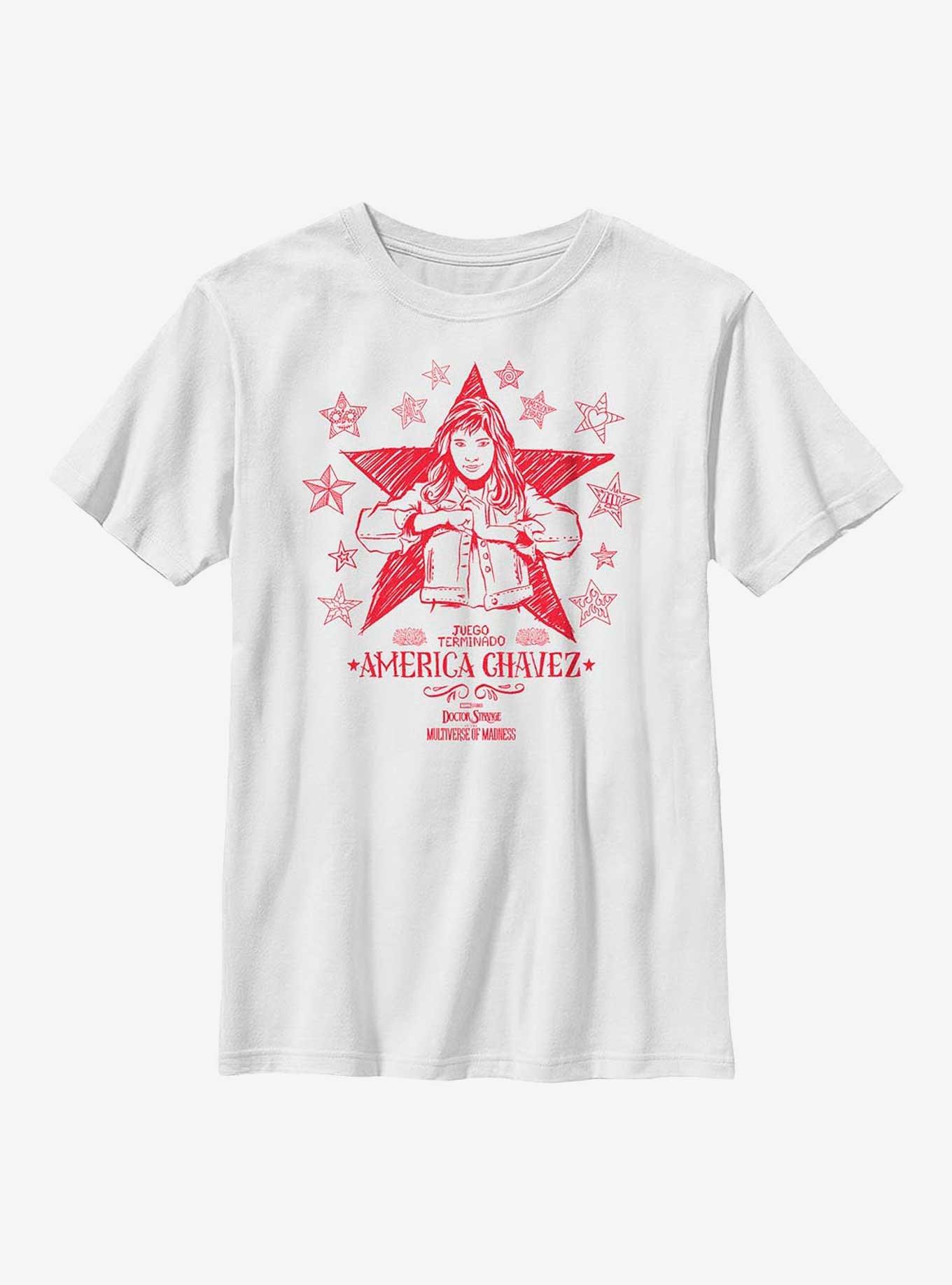 Marvel Doctor Strange Multiverse Of Madness Doodle America Chavez Youth T-Shirt, , hi-res