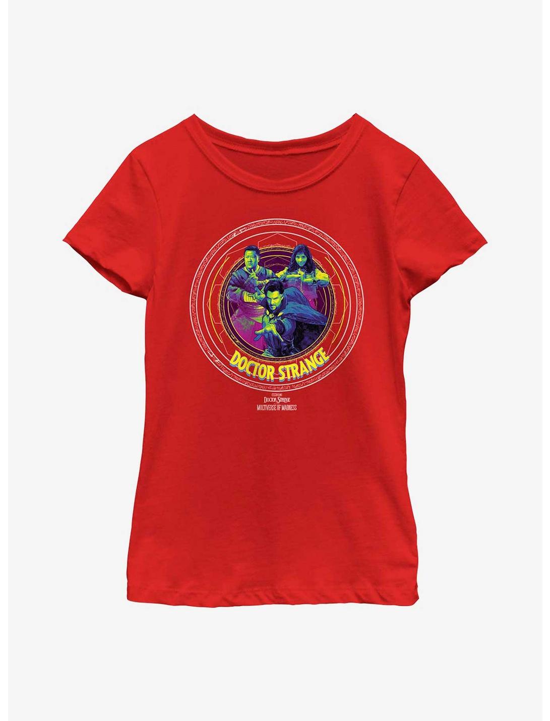 Marvel Doctor Strange Multiverse Of Madness Runes Badge Youth Girls T-Shirt, RED, hi-res