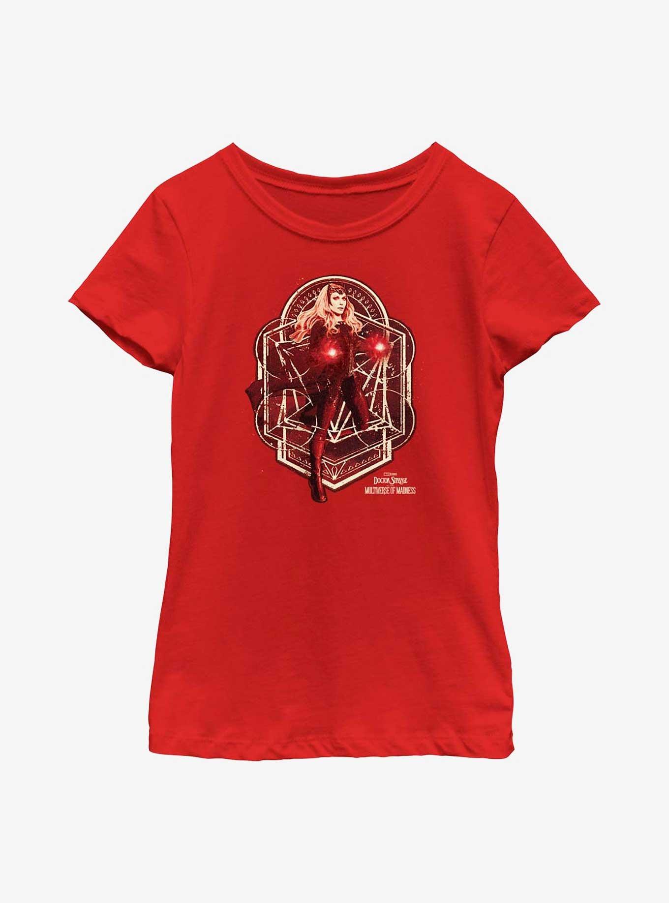 Marvel Doctor Strange Multiverse Of Madness Scarlet Witch Magic Youth Girls T-Shirt, RED, hi-res