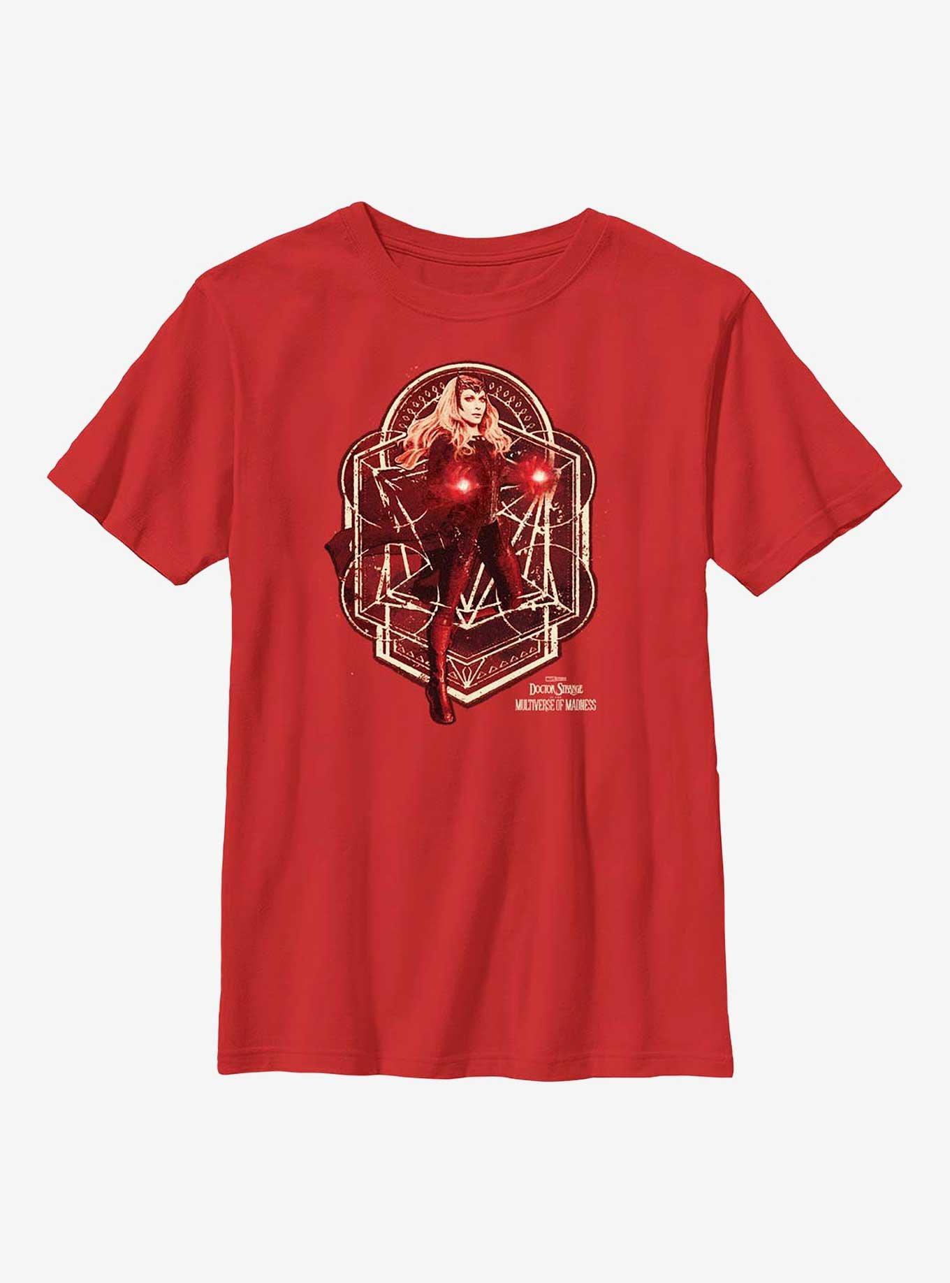 Marvel Doctor Strange Multiverse Of Madness Scarlet Witch Magic Youth T-Shirt, RED, hi-res