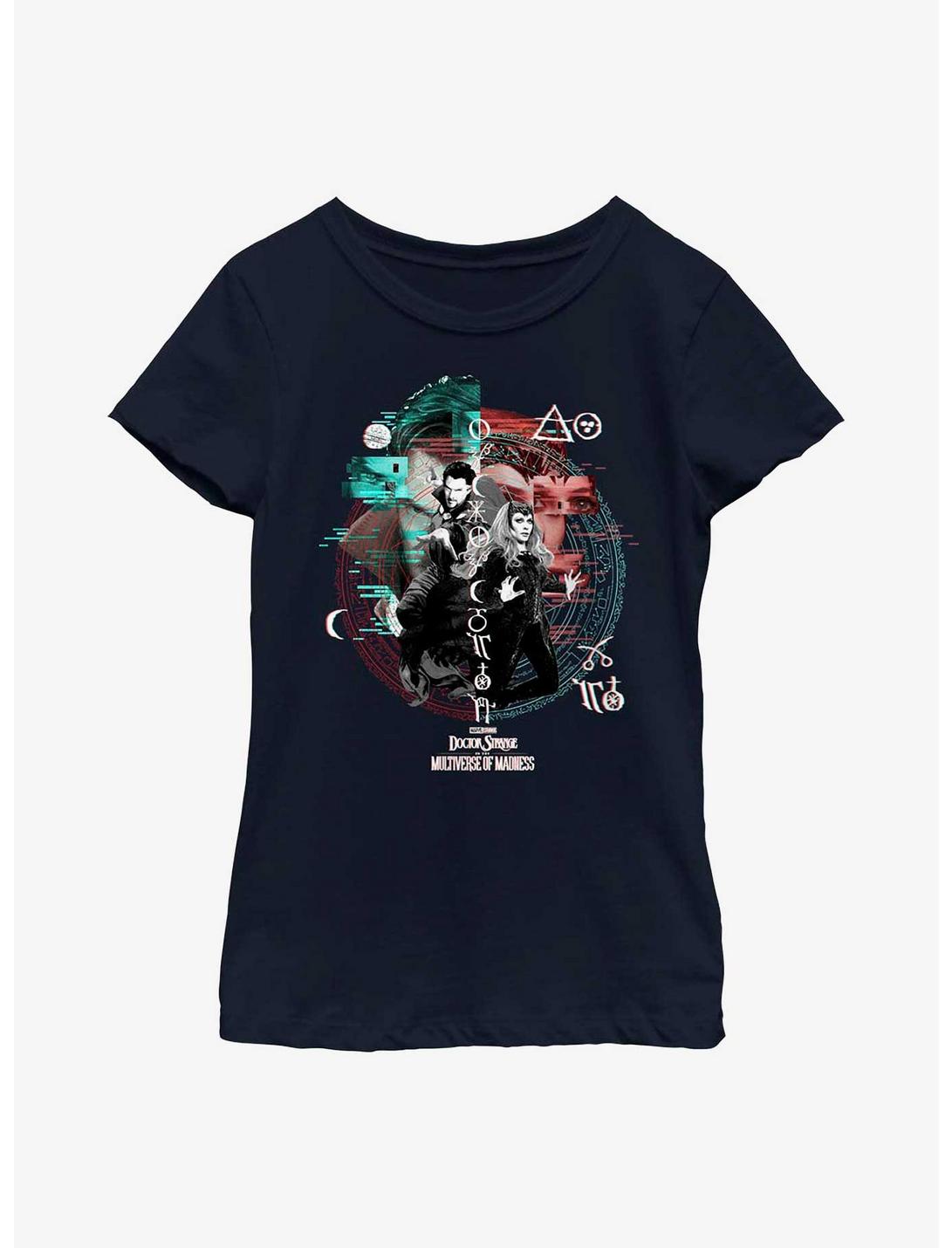 Marvel Doctor Strange Multiverse Of Madness Scarlet Witch Magic Glitch Youth Girls T-Shirt, NAVY, hi-res
