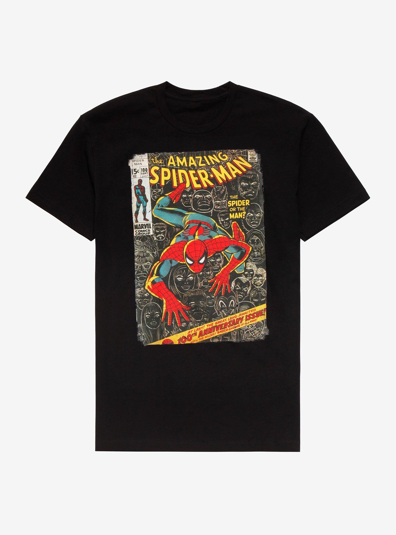 Marvel Spider-Man Comic Book Cover T-Shirt, BLACK, hi-res