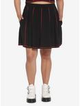 Black & Red Contrast Stitch Skirt Plus Size, BLACK  RED, hi-res