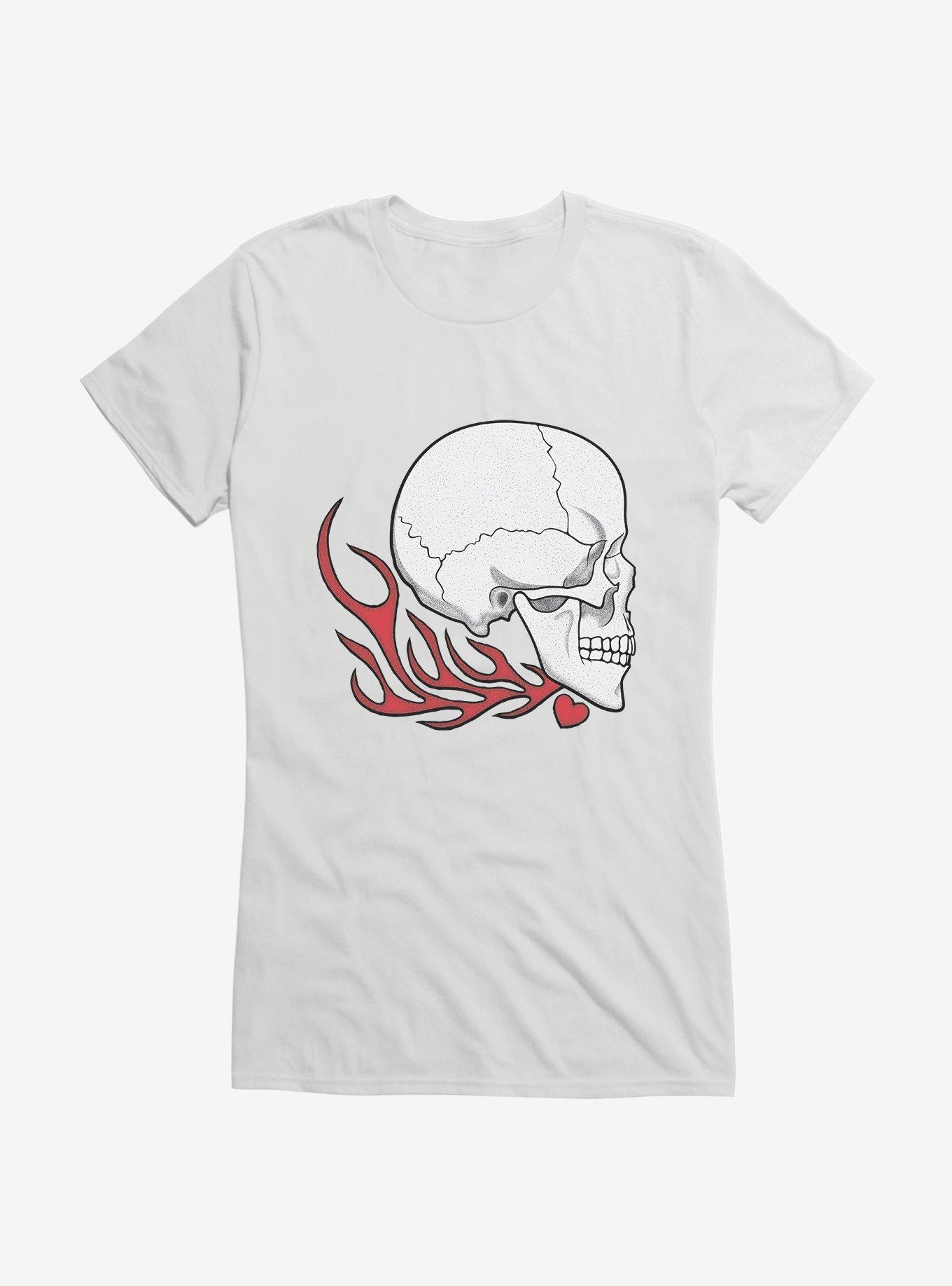 Burning Skull Right Girls T-Shirt