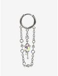Steel Silver Heart Gem Chain Hinged Clicker, , hi-res