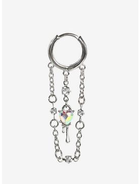 Steel Silver Heart Gem Chain Hinged Clicker, , hi-res