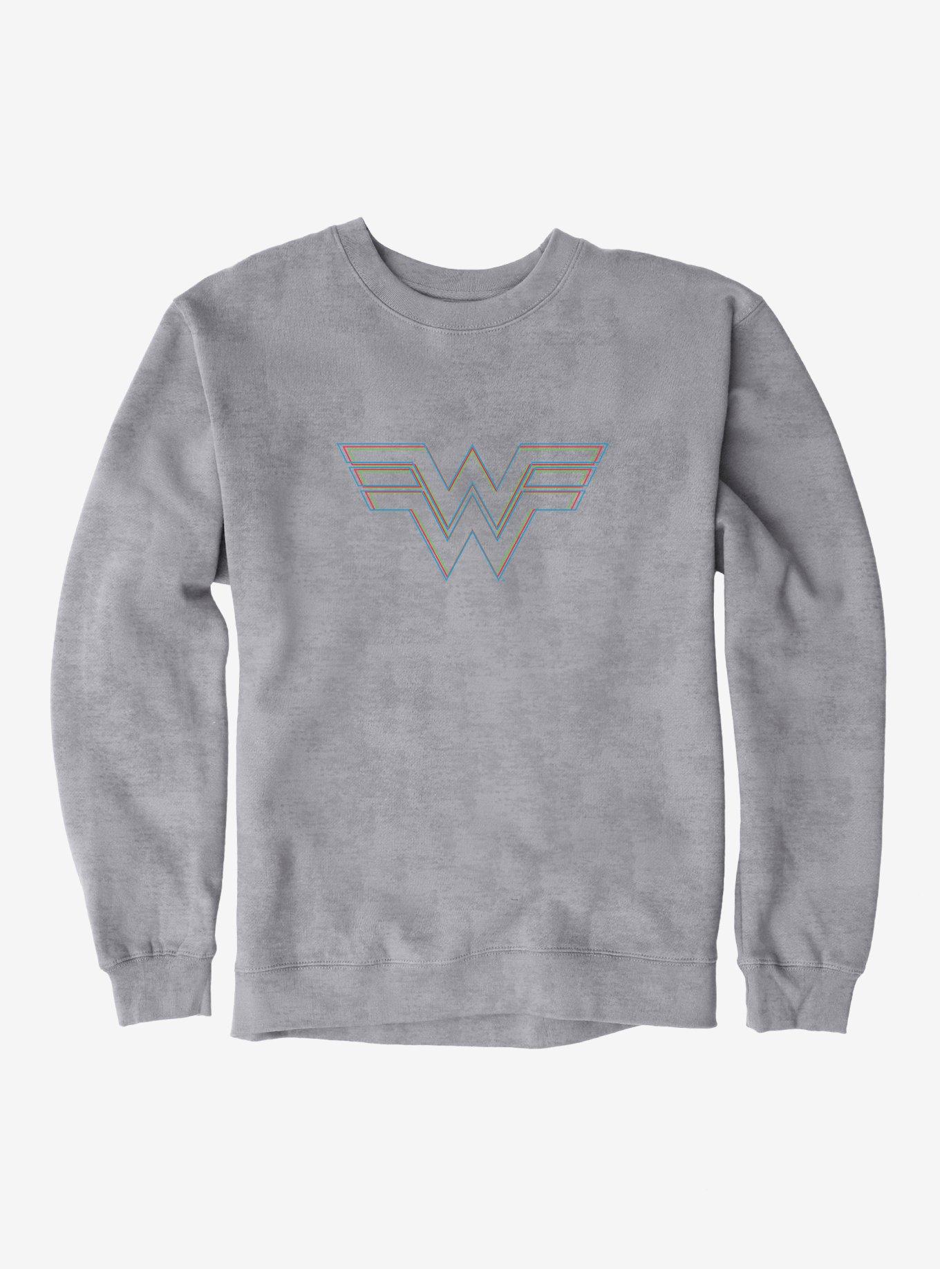 Wonder Woman Print Crew Neck Sweatshirt with Long Sleeves