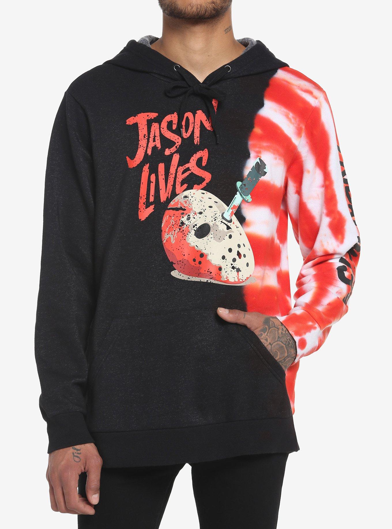 Friday The 13th Jason Lives Split Tie-Dye Hoodie, MULTI, hi-res