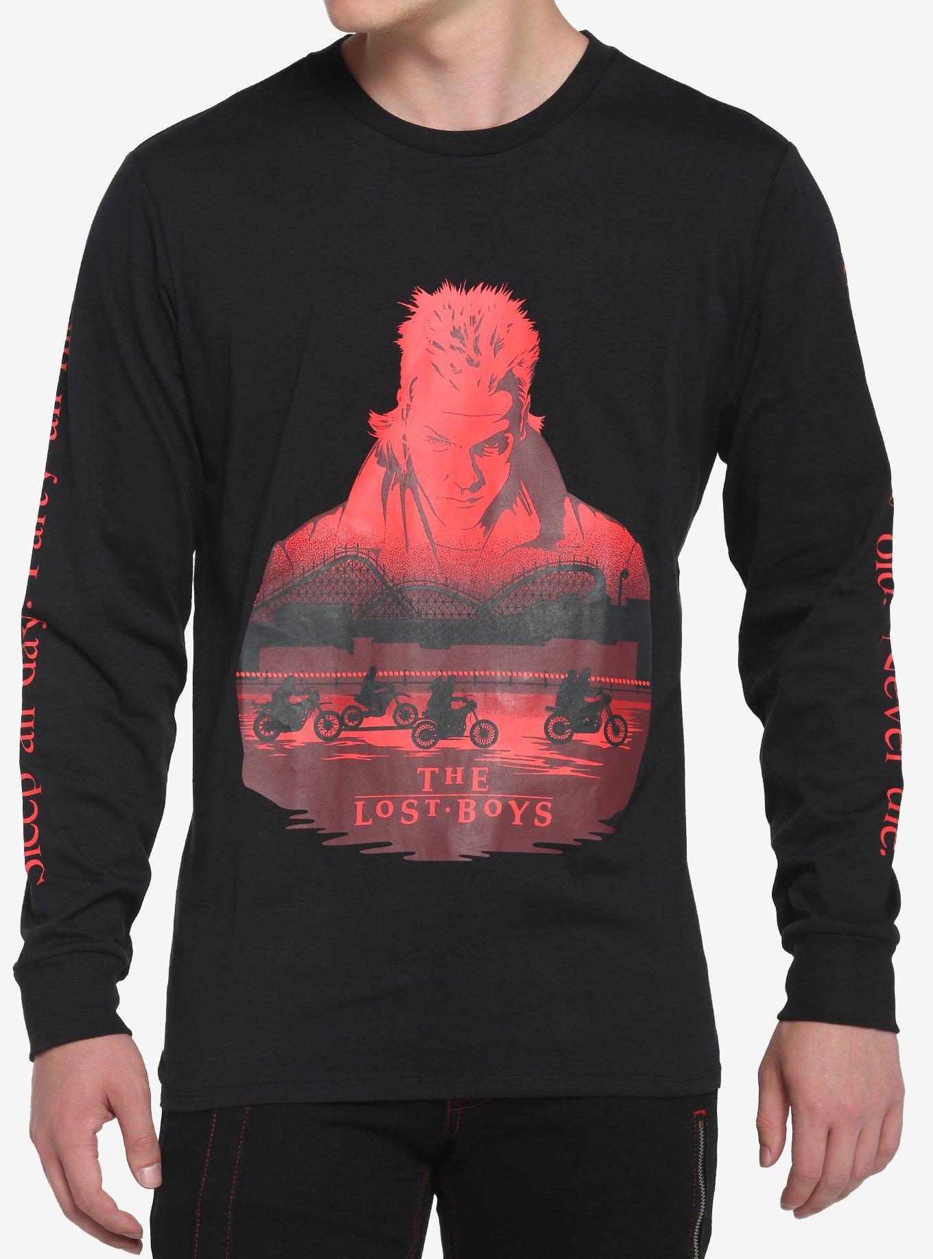 The Lost Boys Never Grow Old Long-Sleeve T-Shirt, BLACK  RED, hi-res