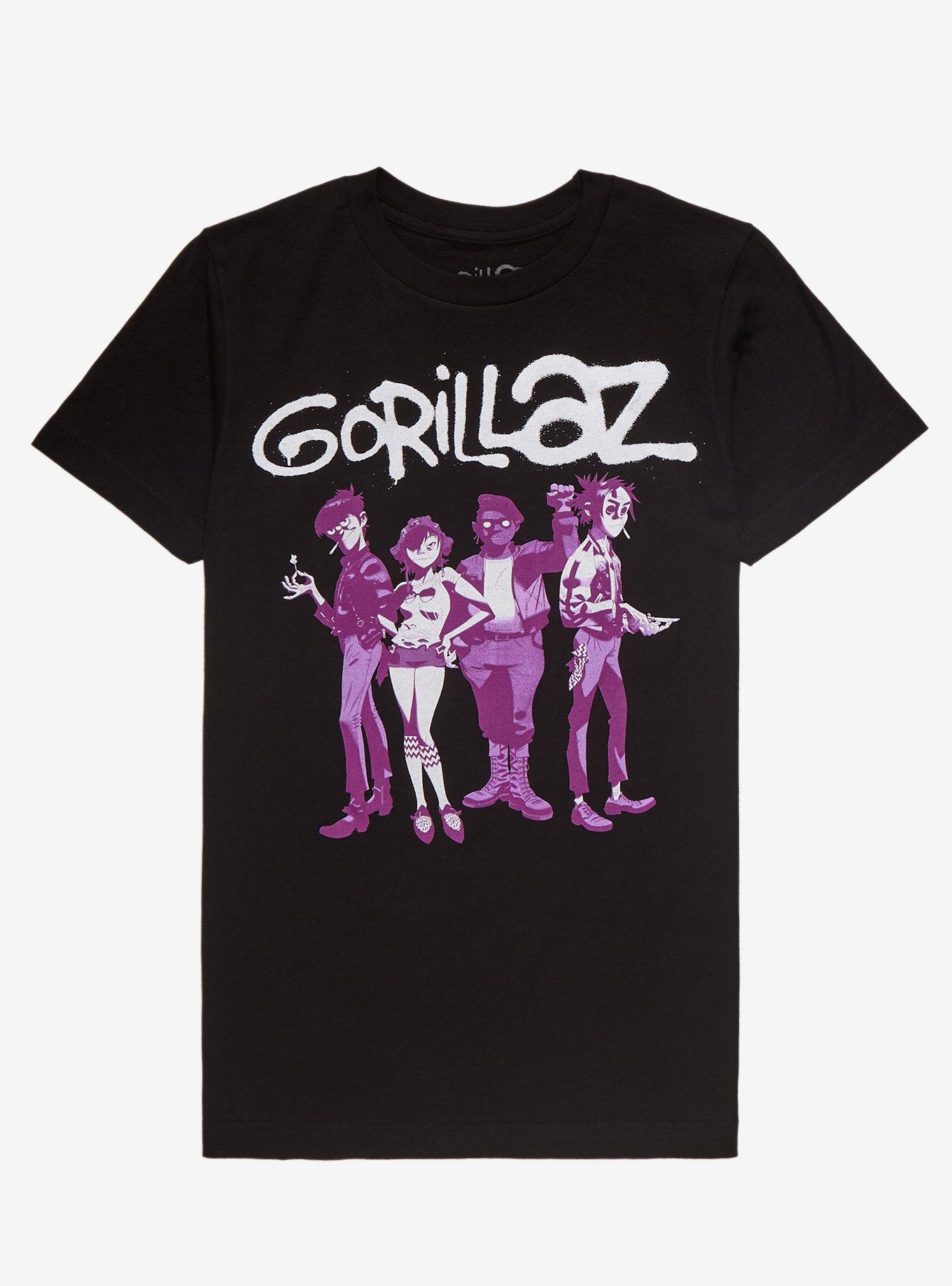 Gorillaz Group Boyfriend Fit Girls T-Shirt, BLACK, hi-res