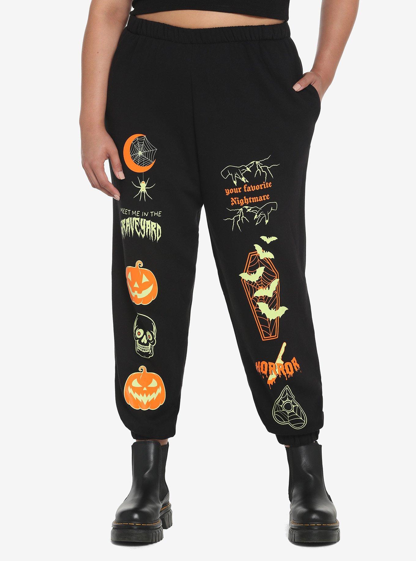 Scream Queen Glow-In-The-Dark Icons Girls Sweatpants Plus Size, BLACK, hi-res