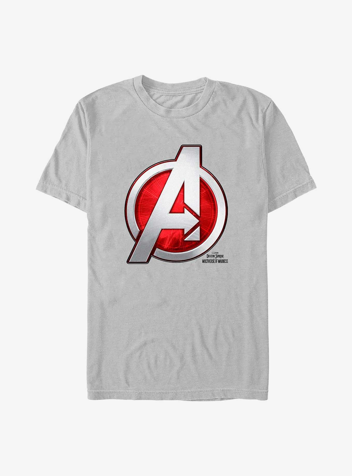 Marvel Doctor Strange In The Multiverse Of Madness Avengers Logo T-Shirt, SILVER, hi-res