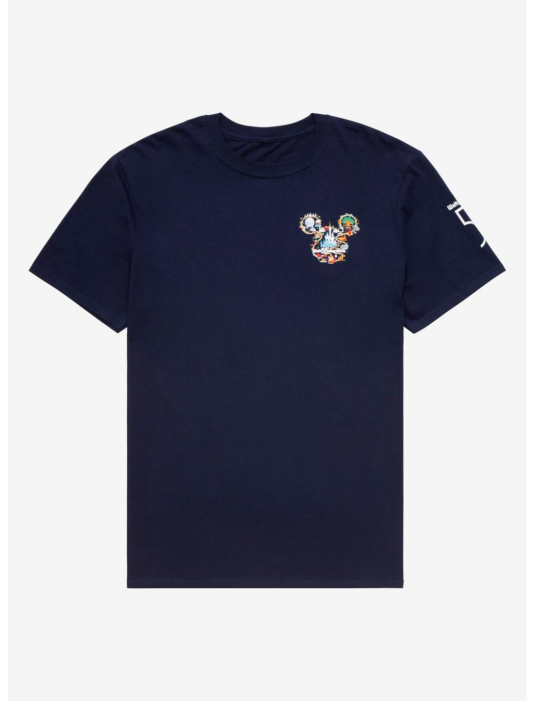 Disney Walt Disney World 50th Anniversary Mickey Mouse Map & Attractions T-Shirt - BoxLunch Exclusive, NAVY, hi-res