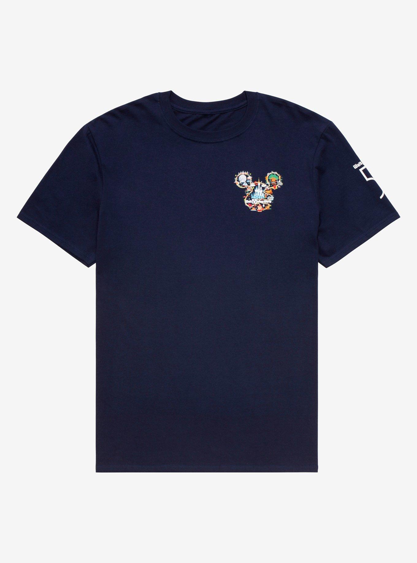 Disney Walt Disney World 50th Anniversary Mickey Mouse Map & Attractions T-Shirt - BoxLunch Exclusive, NAVY, hi-res