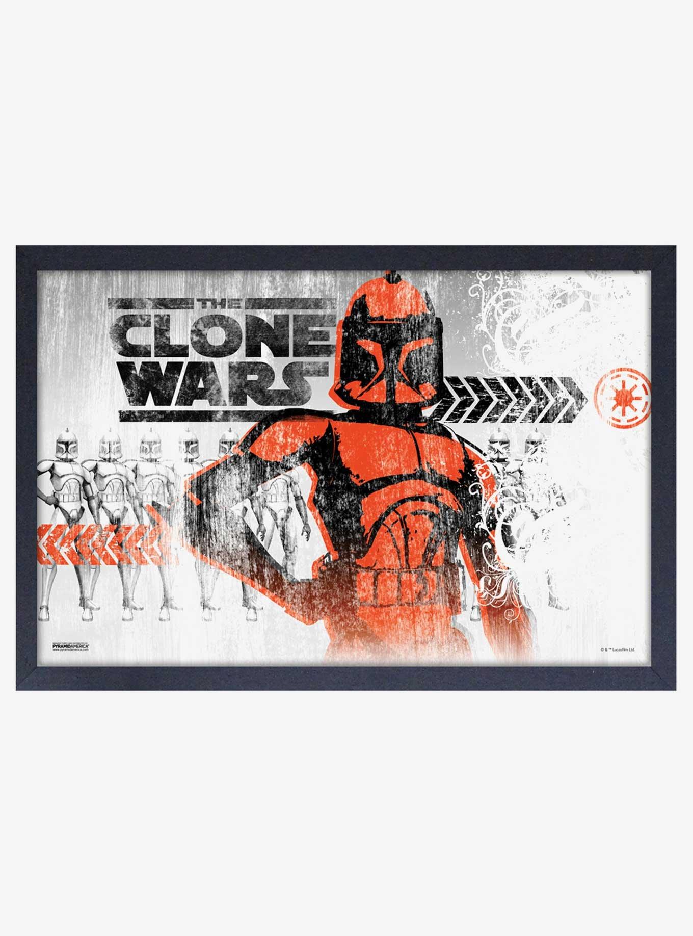 Star Wars The Clone Wars Grunge Framed Wood Wall Art