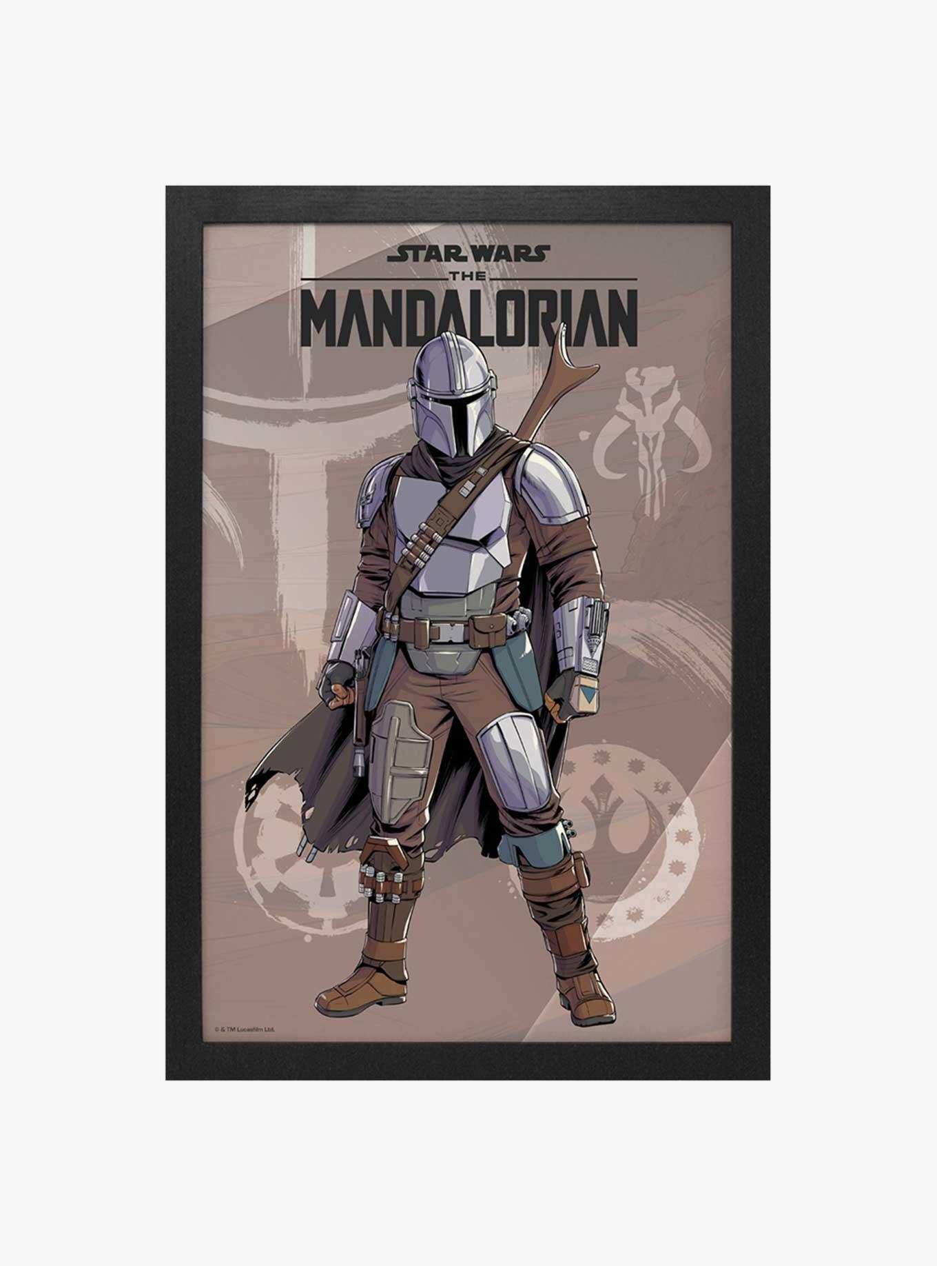 Star Wars The Mandalorian Grey Stance Framed Wood Wall Art, , hi-res