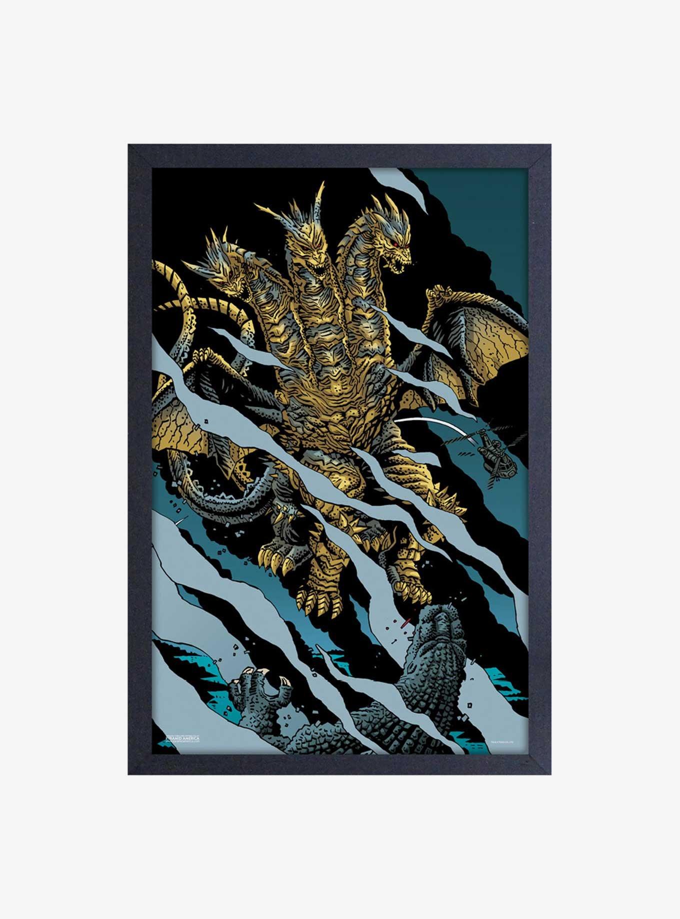 Godzilla Ghidorah Battle Framed Wood Wall Art, , hi-res