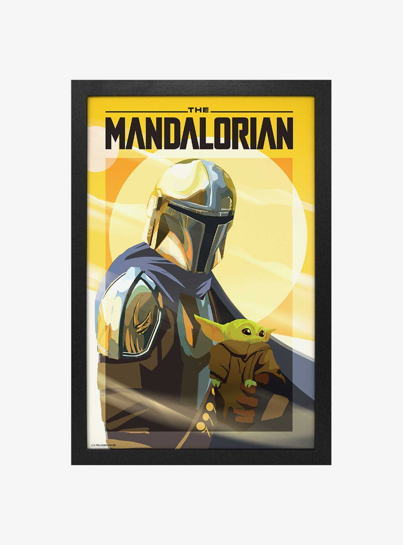 Star Wars The Mandalorian With Child Yellow Framed Wood Wall Art, , hi-res