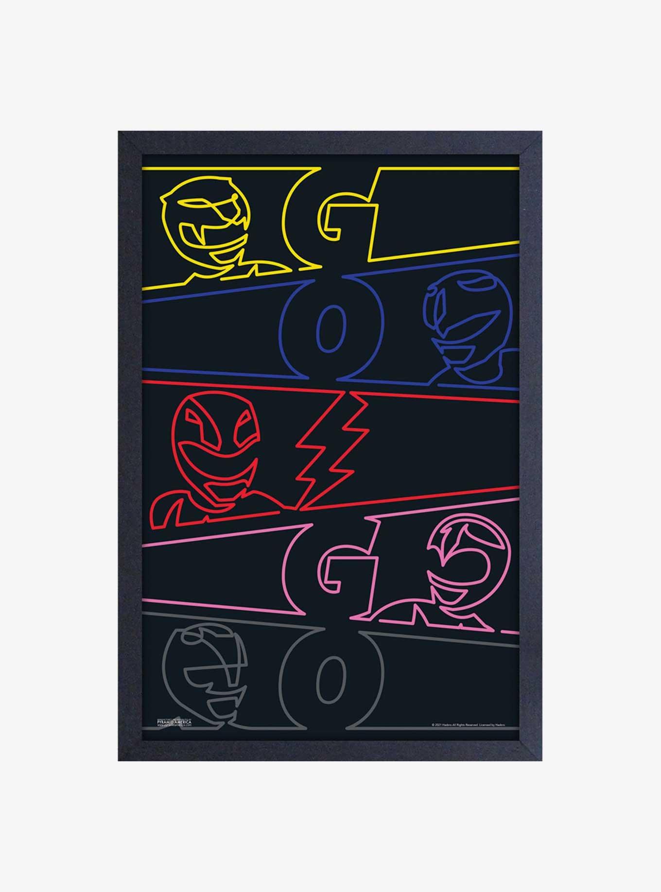 Mighty Morphin Power Rangers Neon Framed Wood Wall Art | Hot Topic