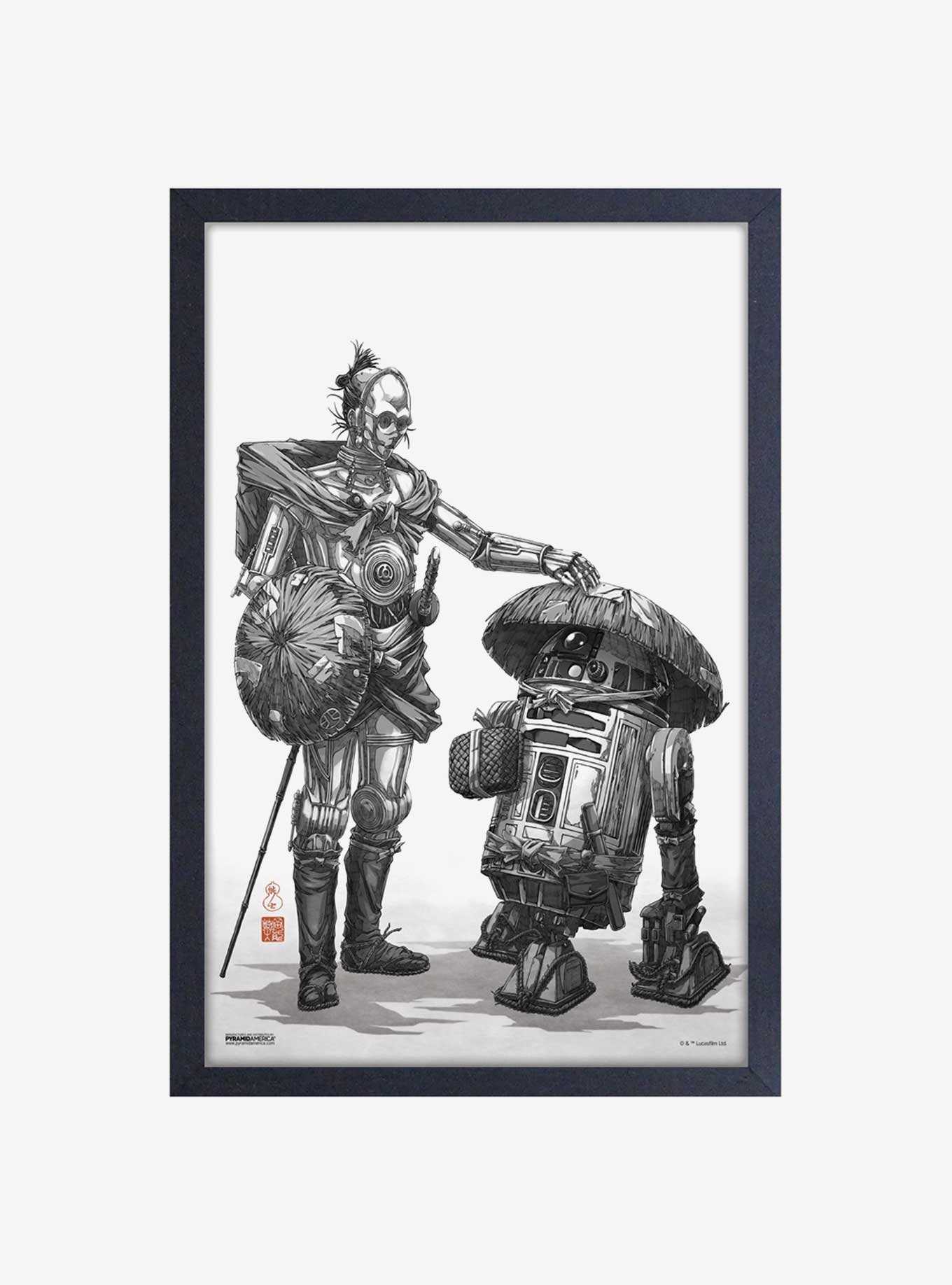 Star Wars Visions C3PO and R2D2 Framed Wood Wall Art, , hi-res