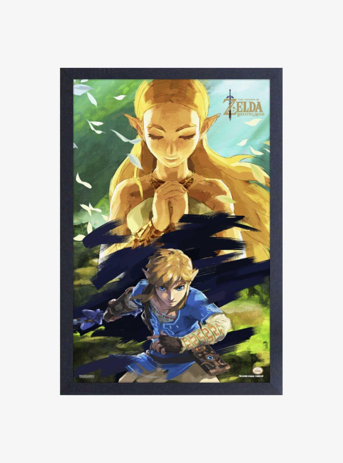 Nintendo Legend of Zelda Breath of the Wild Zelda & Link Framed Wood Wall Art, , hi-res