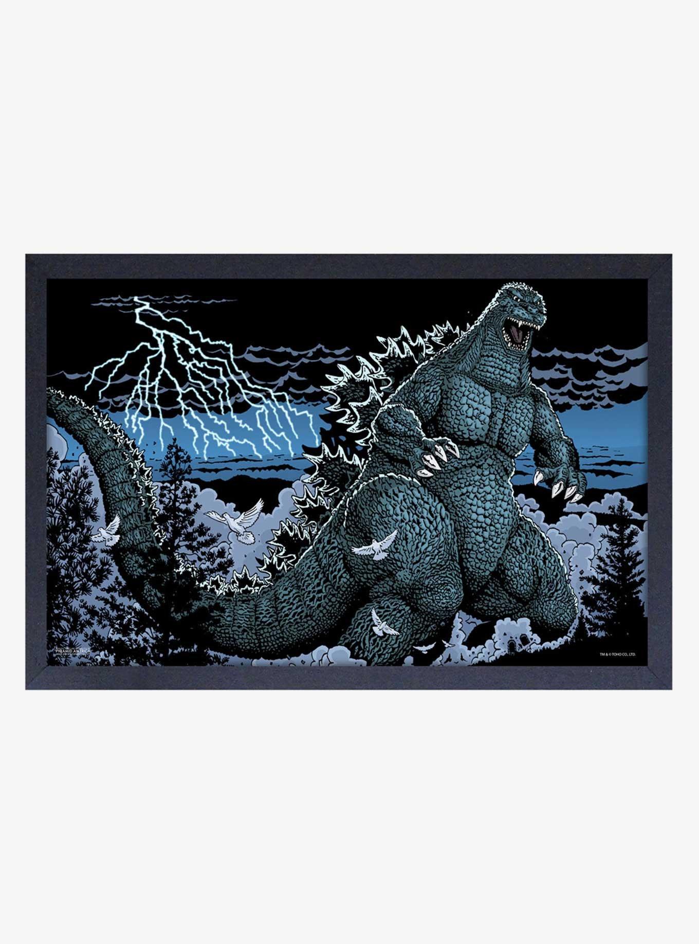 Godzilla Blue Framed Wood Wall Art, , hi-res