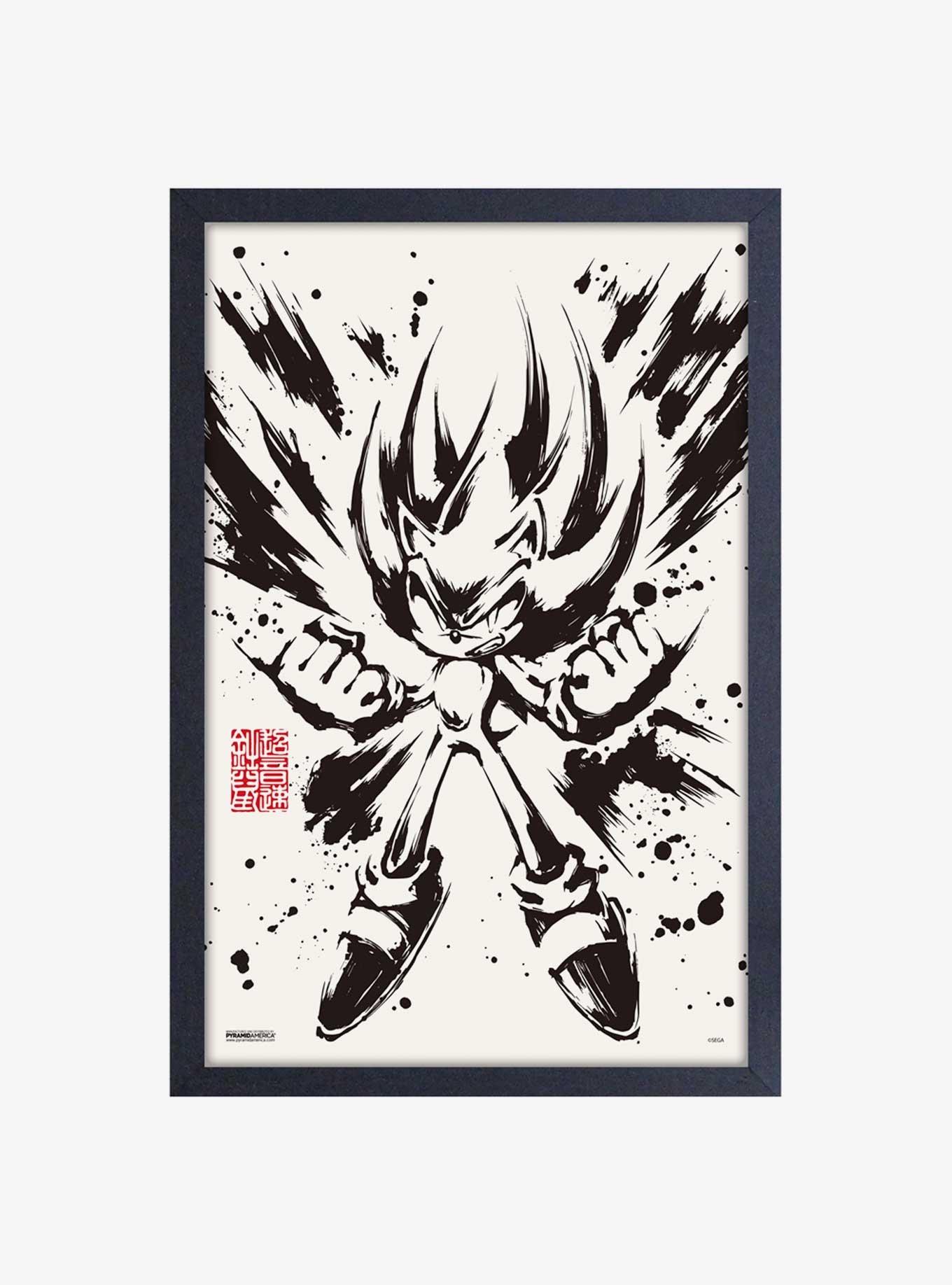 Sonic the Hedgehog Inked Super Sonic Framed Wood Wall Art, , hi-res