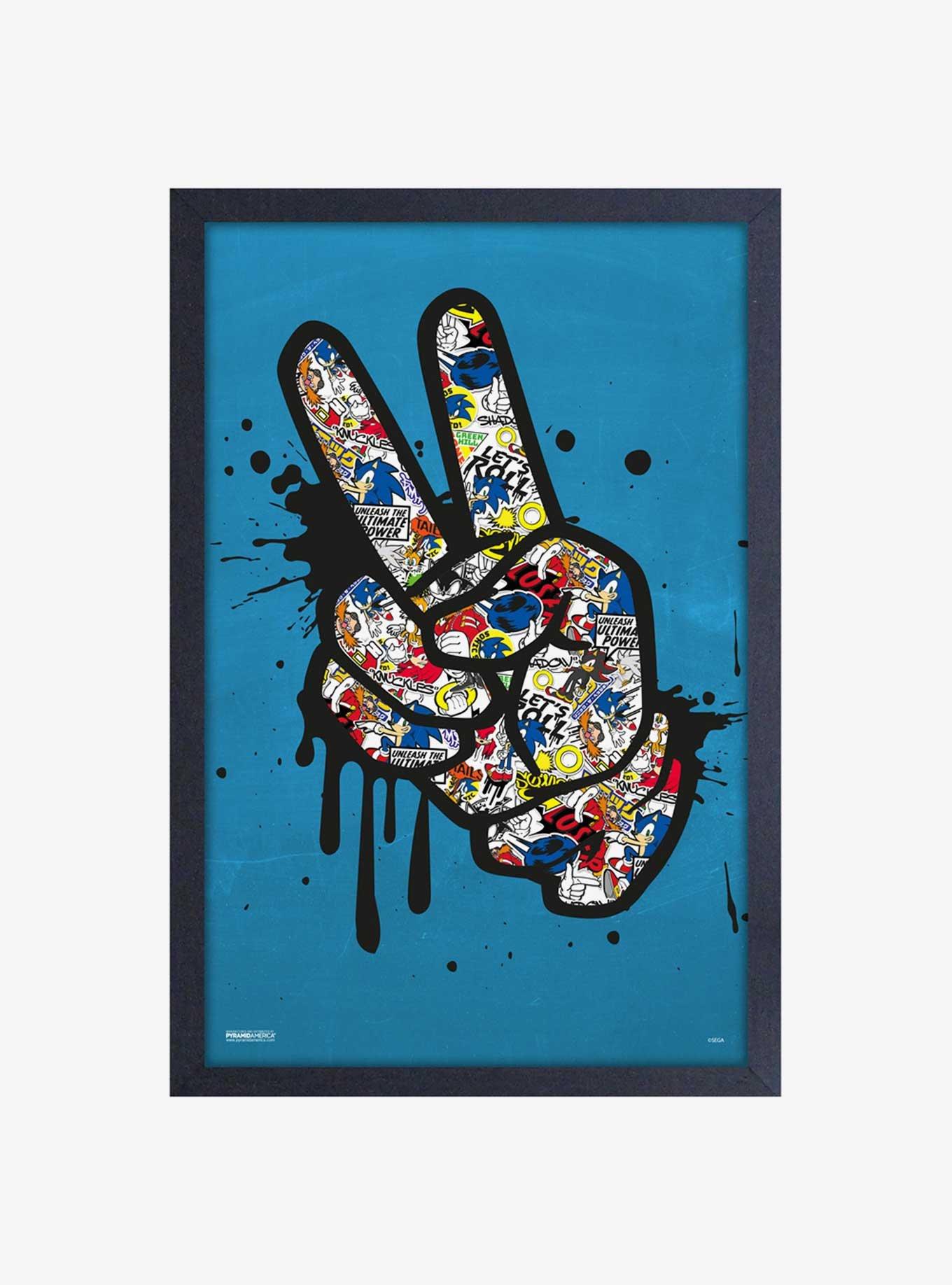 Sonic the Hedgehog Peace Splat Framed Wood Wall Art, , hi-res