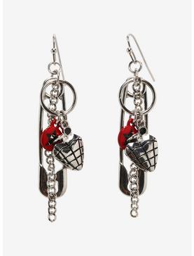 Green Day American Idiot Safety Pin Drop Earrings, , hi-res